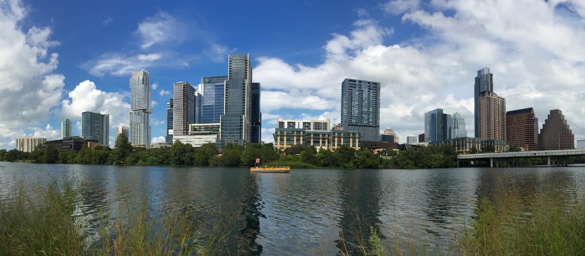 Downtown Austin, Texas skyline seen from Auditorium Shores in October 2018.